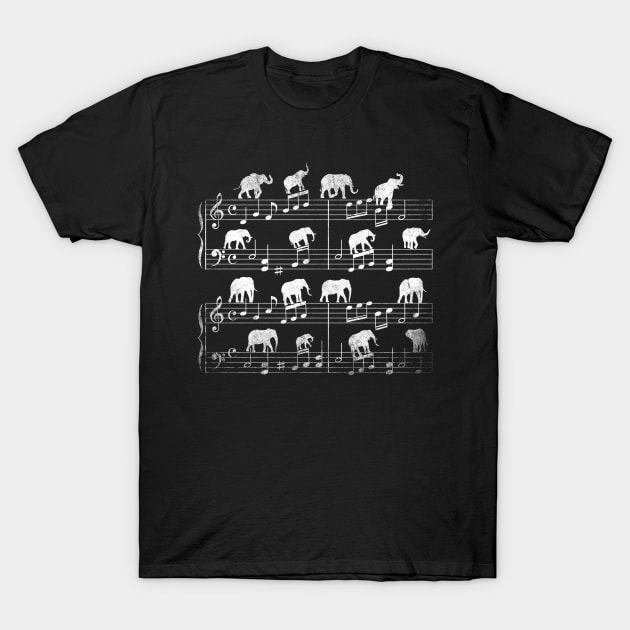 Music Sheet Retro Safari Elephants T-Shirt by shirtsyoulike